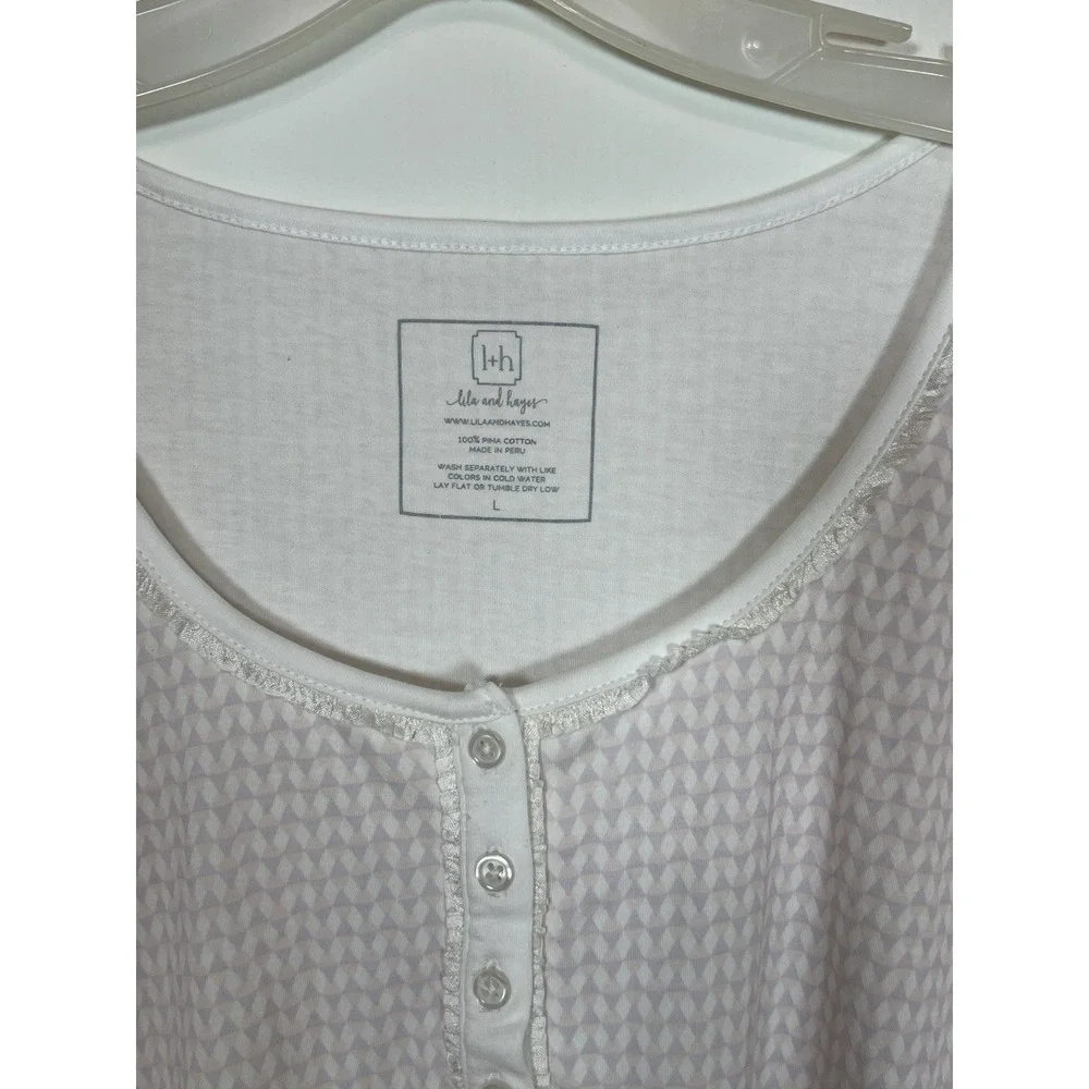 Lila & Hayes Womens 100% Pima‎ Cotton Nightgown L Soft Luxury Classic Sleepwear